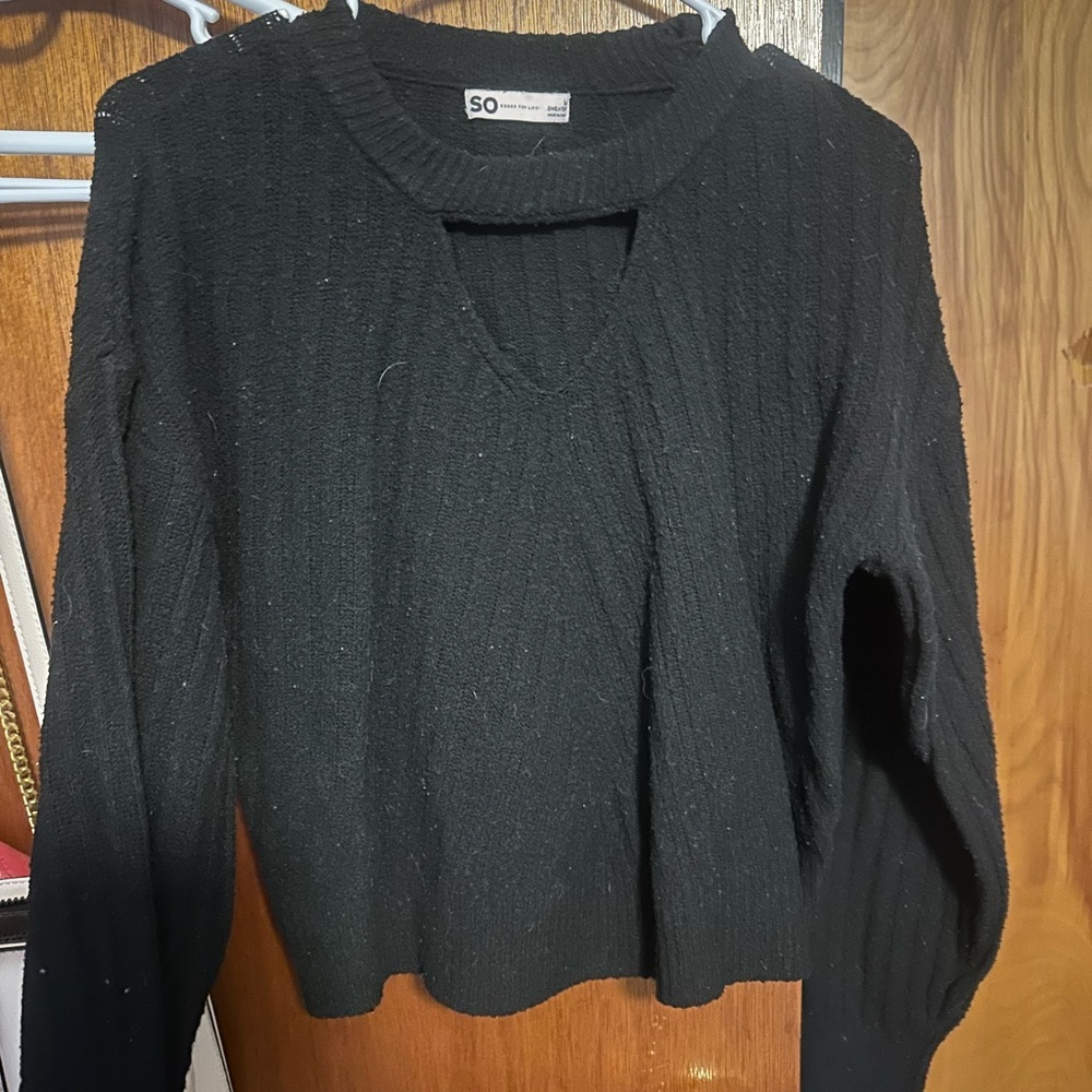 SO Women's V-Neck Black Sweater